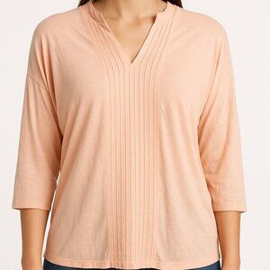 Dolan Left Coast Collection Pink Pleated V-Neck Top Size L